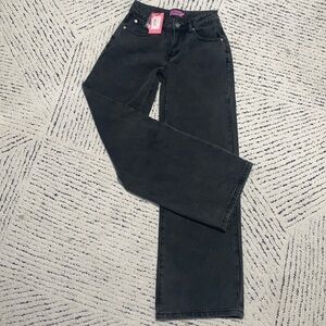 TAG ON! Edikted XS Black Washed Wide Legged Jeans
